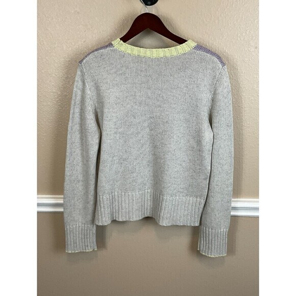 New Splendid Mally Purple Gray Green Colorblock M Sweater Cropped Cozy Comfy Top - Picture 7 of 12